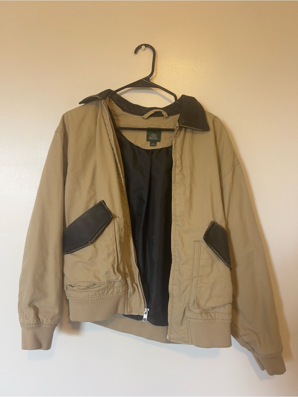 wild fable Men's Khaki Bomber Jacket with Black Trim